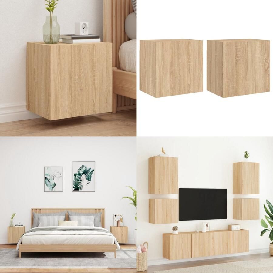 VidaXL Tv-wandmeubels 2 st 40 5x30x40 cm hout sonoma eikenkleurig Tv-wandmeubel Tv-wandmeubels Zwevend Tv-meubel Tv-wandmeubel