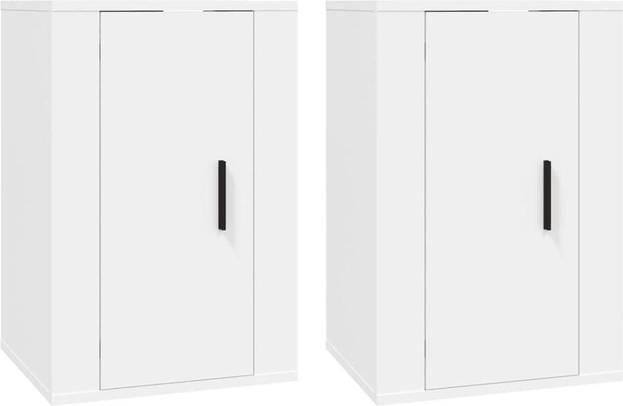 VidaXL Tv-wandmeubels 2 st wit 40x34 5x60 cm Tv Wandmeubel Tv Kast Houten Tv Stand Witte Tv Kast Tv Unit Mediabox Salontafel