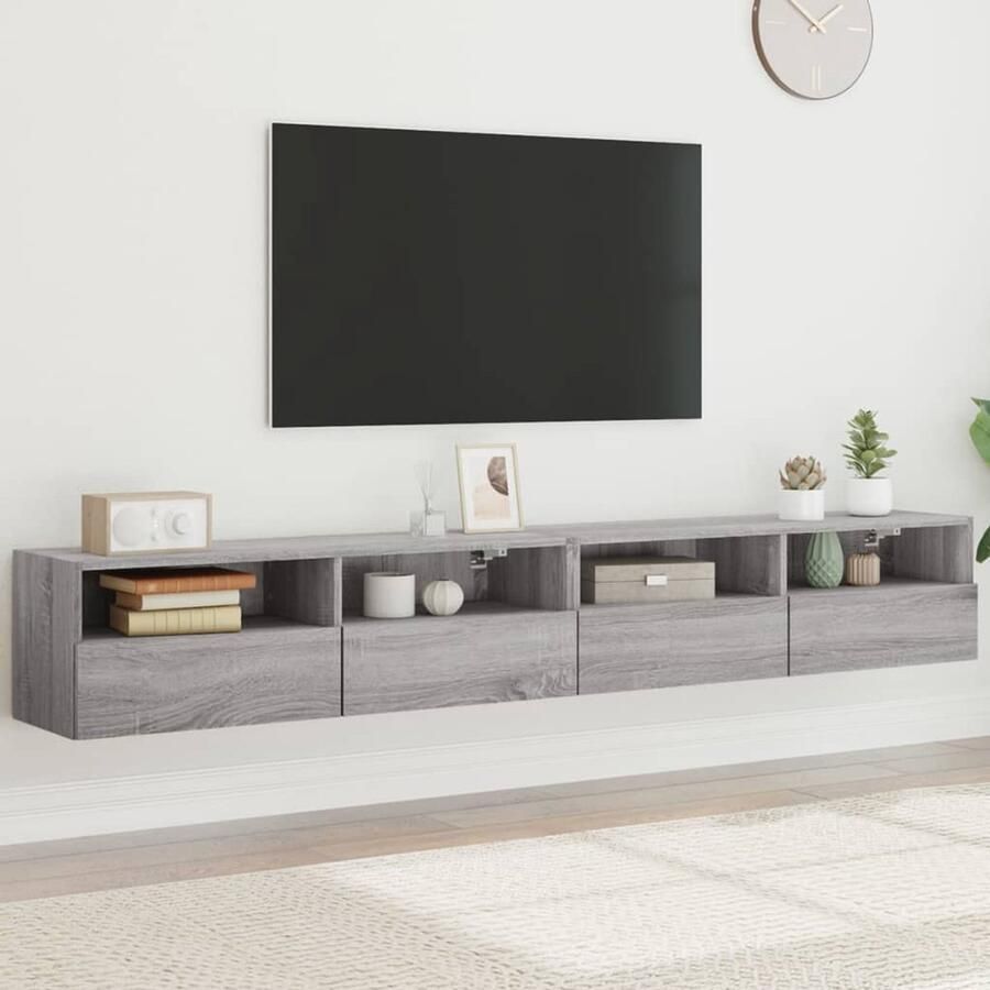VidaXL Tv-wandmeubels 2 stuks Grijs Sonoma Hout Tv-meubel Wandmontage Tv Kast Grijze Meubels Houten Meubels