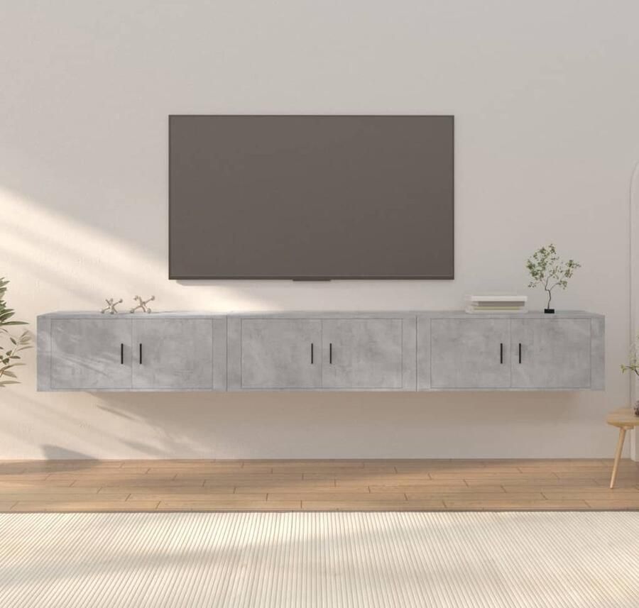 VidaXL Tv-wandmeubels 3 st 100x34-5x40 cm betongrijs Tv-kast Tv-kasten Tv-wandmeubel Televisiekast