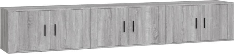 VidaXL Tv-wandmeubels 3 stuks Grijs Sonoma Eiken TV Meubel Wandmontage Grijze Meubels Houten Meubels Salontafel Woonkamerdecoratie Opslagmogelijkheden