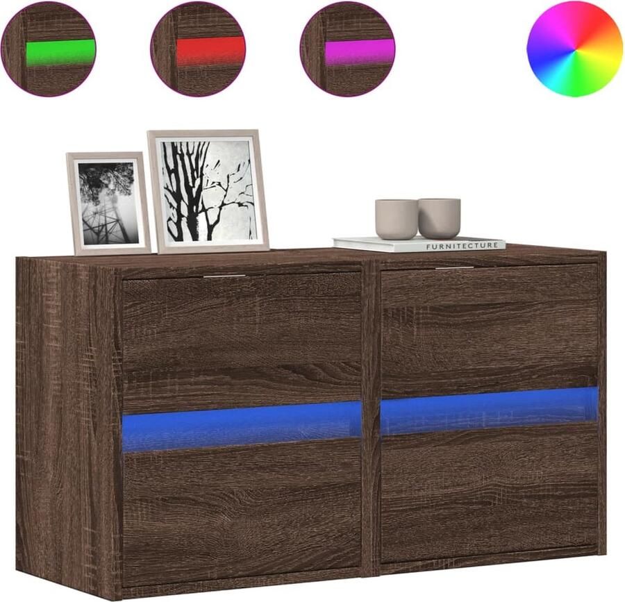 VidaXL Tv-wandmeubels met LED 2 st 41x31x45 cm bruin eikenkleurig