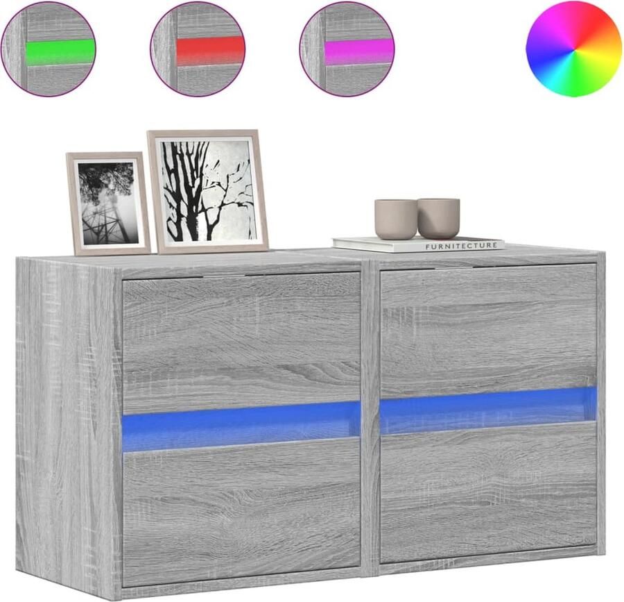 VidaXL Tv-wandmeubels met LED 2 st 41x31x45 cm grijs sonoma eikenkleur