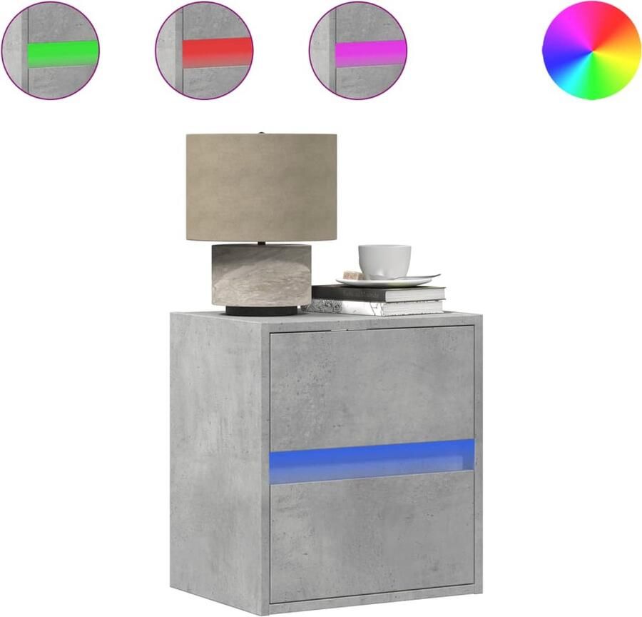 VidaXL Tv-wandmeubels met LED-verlichting 2 st 41x31x45 cm betongrijs