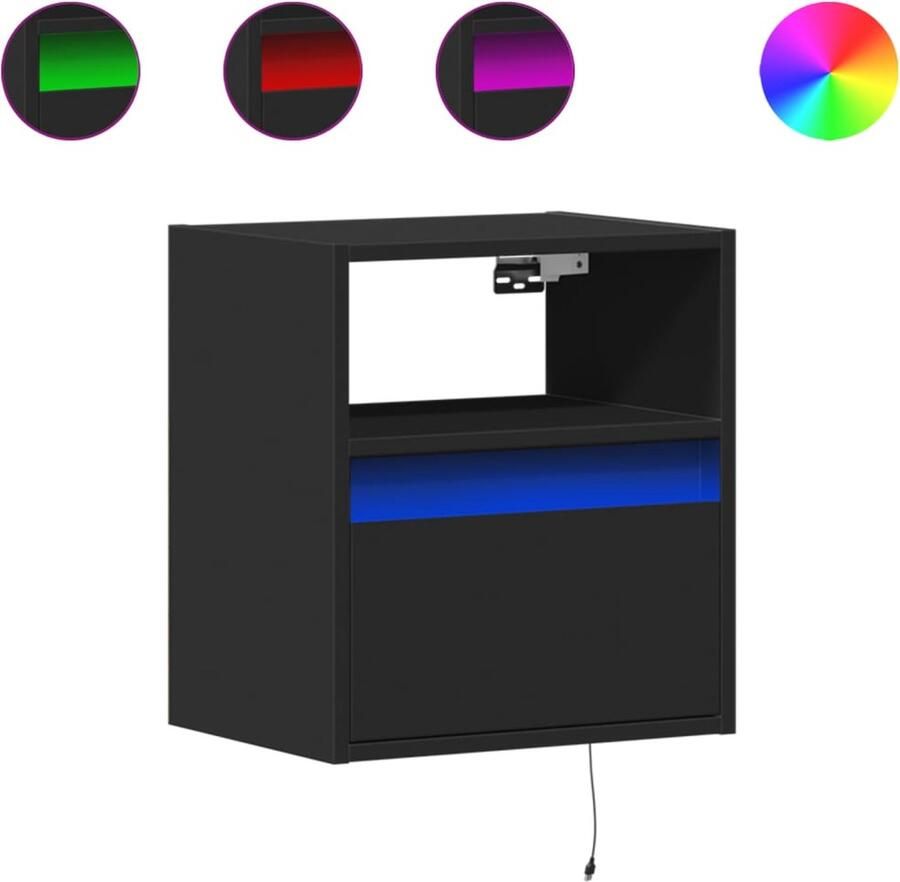 VidaXL Tv-wandmeubels met LED-verlichting 2 st 41x31x45 cm zwart