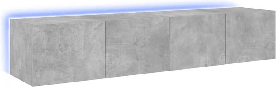 VidaXL Tv-wandmeubels met LED-verlichting 2 stuks Betongrijs Tv-wandmeubel Tv-wandmeubelen Zwevend Tv-meubel Tv-wandmeubel