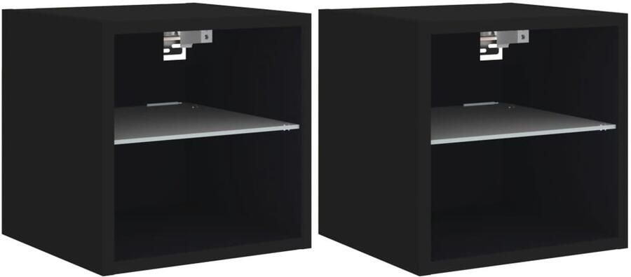 VidaXL Tv-wandmeubels Set van 2 Zwart Met LED Tv-wandmeubel Tv-wandmeubelen Wandkast Tv-meubel