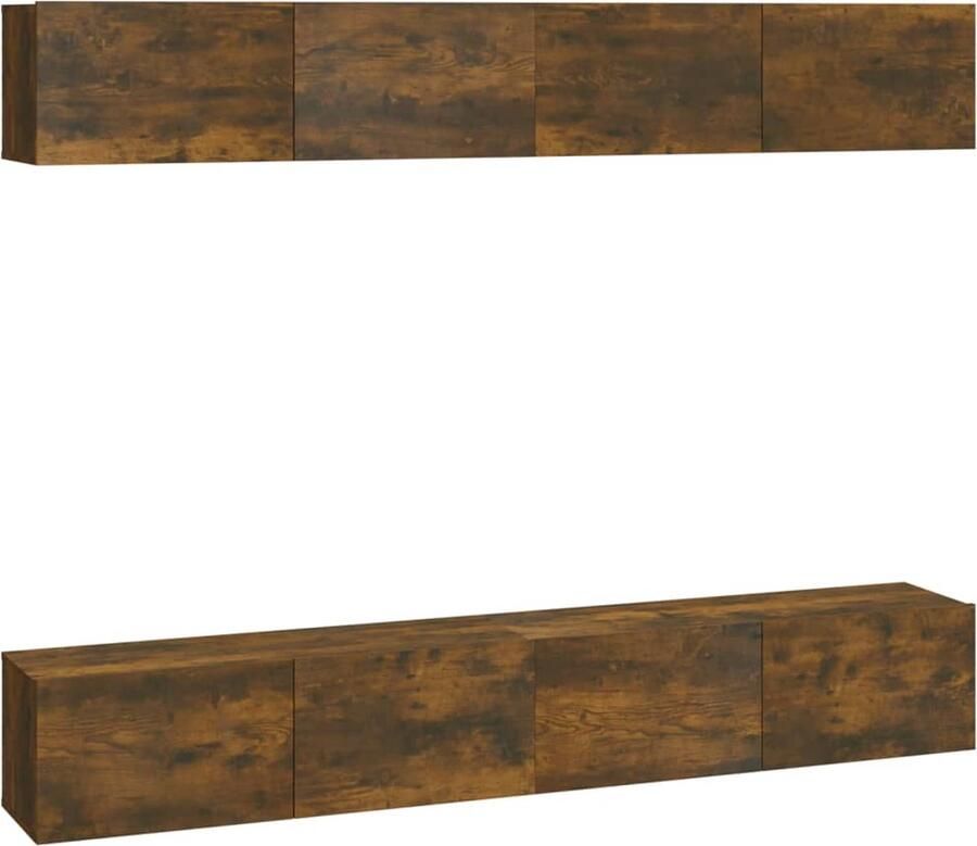 VidaXL Tv-wandmeubels set van 4 gerookt eikenhout Tv Meubel Wandmontage Houten Tv Kast Gerookt Eiken Opbergkast Salontafel
