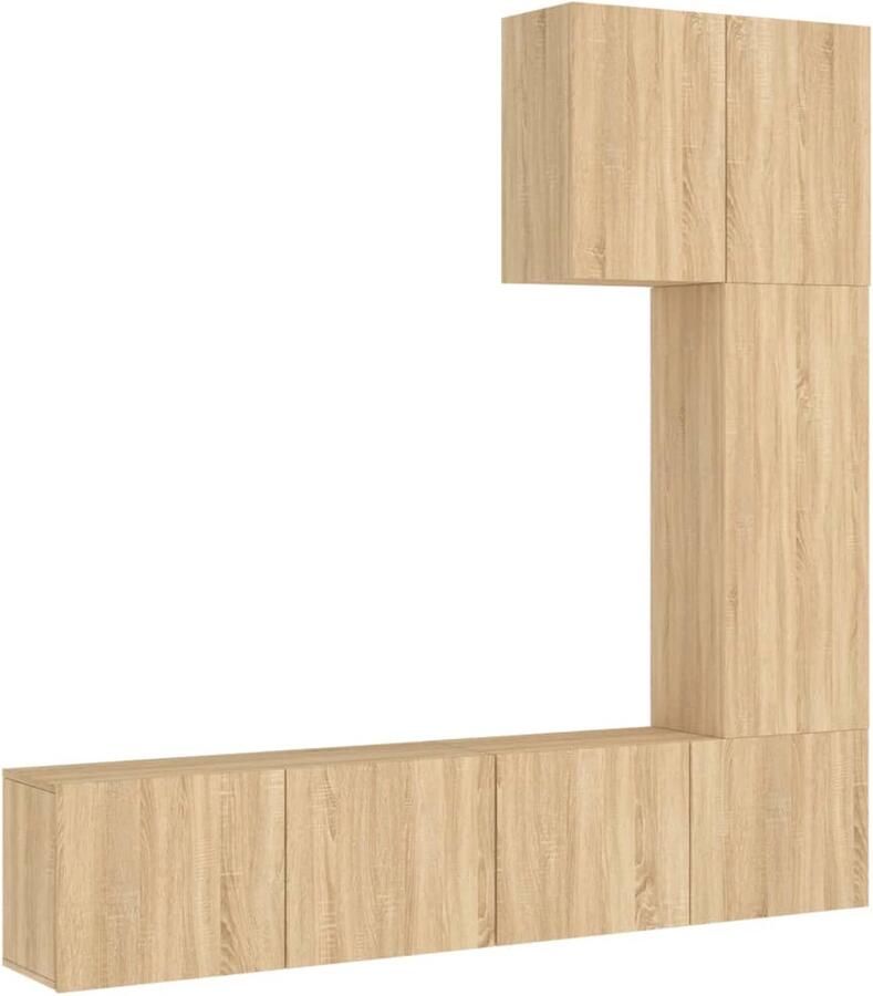 The Living Store 5-delige Tv-wandmeubelset bewerkt hout sonoma eikenkleurig Tv-wandmeubel Tv-wandmeubelen Tv-meubel Zwevend Tv Meubel - Foto 2