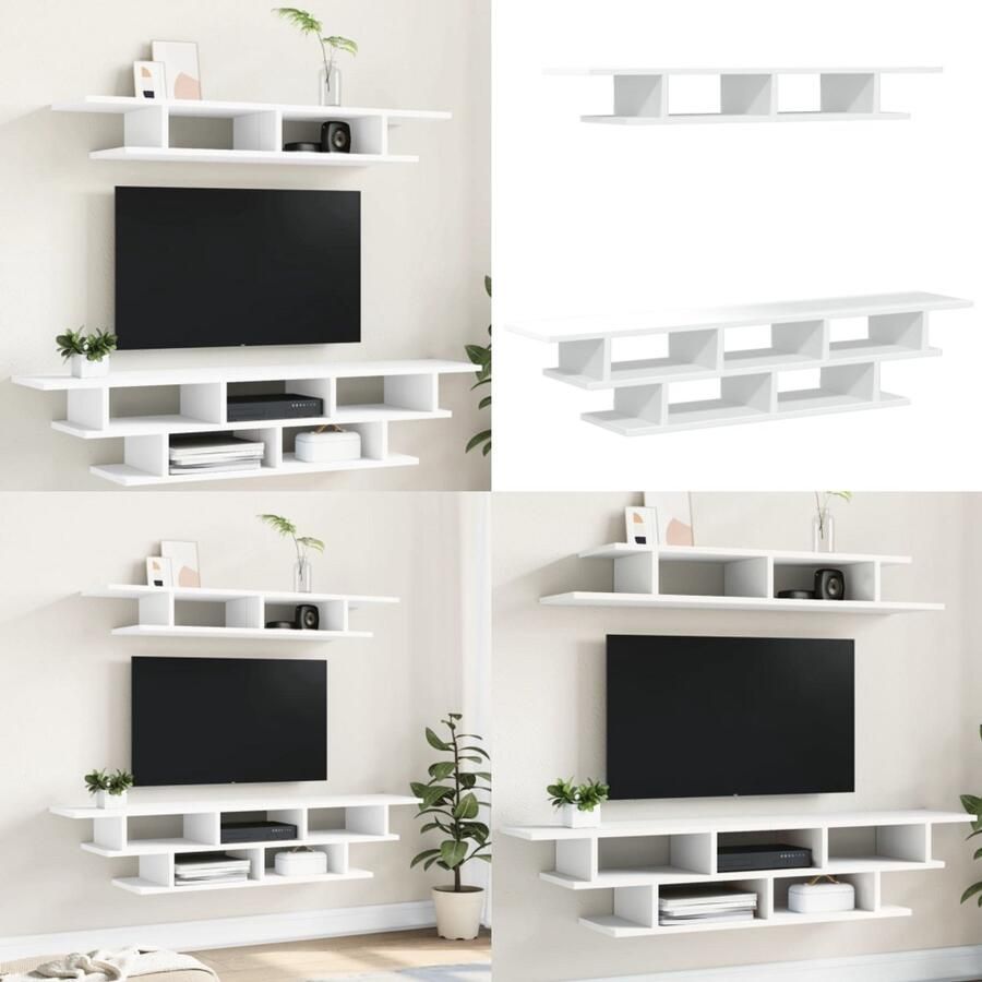 VidaXL Tv-wandmeubelset bewerkt hout wit Tv-wandmeubel Tv-wandmeubelen Tv-meubel Tv Kast