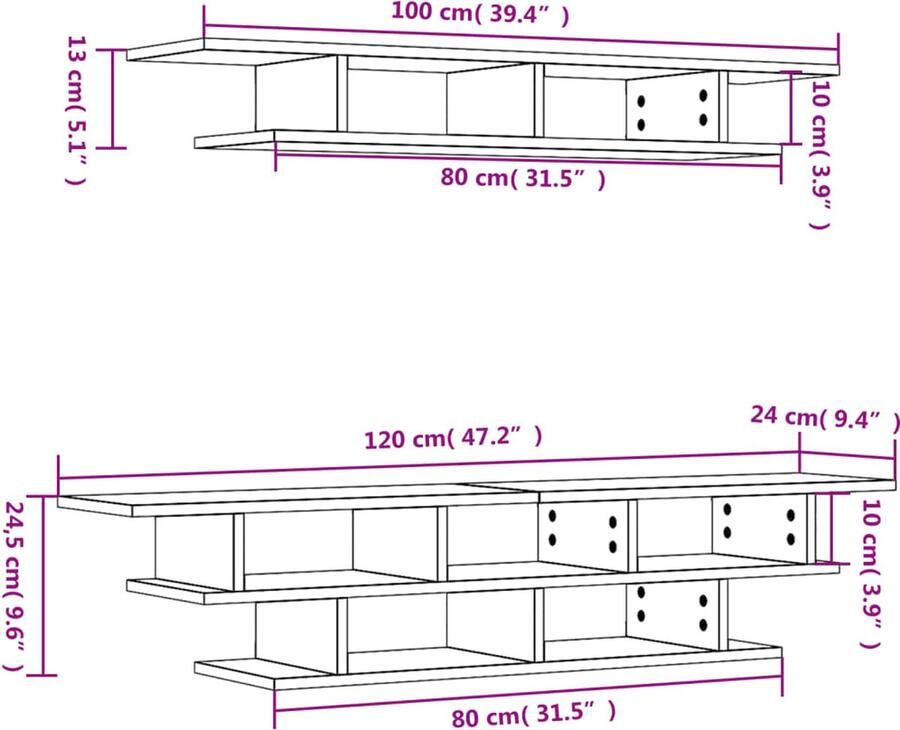 VidaXL -Tv-wandmeubelset-grijs-sonoma-eikenkleurig - Foto 2