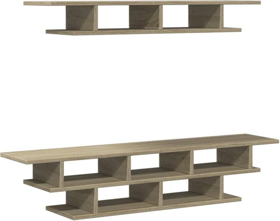 VidaXL Tv-wandmeubelset Sonoma eiken Bewerkt hout Tv-wandmeubel Tv-wandmeubelen Tv-meubel Tv Kast