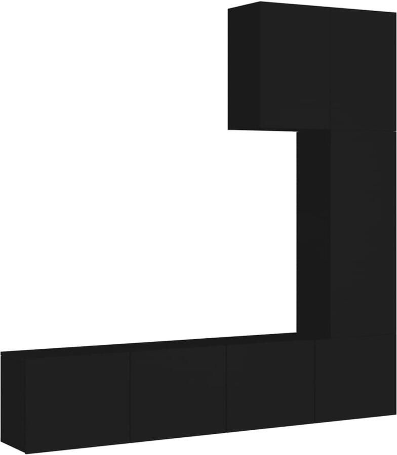 The Living Store 5-delige Tv-wandmeubelset bewerkt hout zwart Tv-wandmeubel Tv-wandmeubelen Tv-meubel Zwevend Tv Meubel - Foto 2