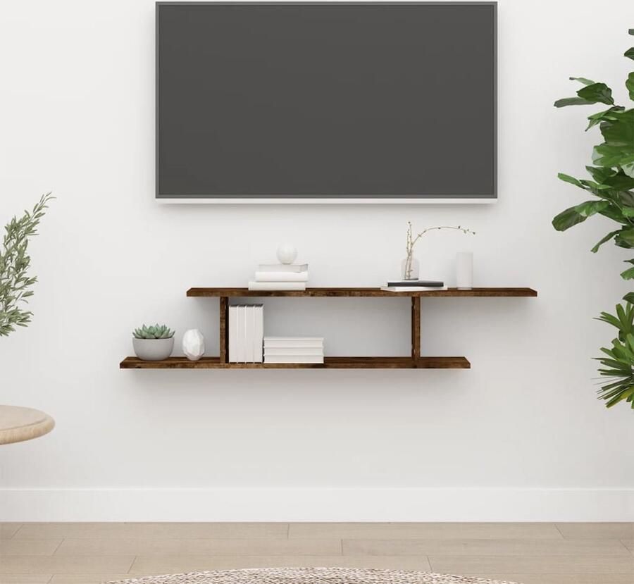 VidaXL Tv-wandplank Tv-meubilair Tv-wandschap 125x18x23 cm bewerkt hout gerookt eikenkleurig Bruine Tv-kast Houten Tv-standaard Salontafel