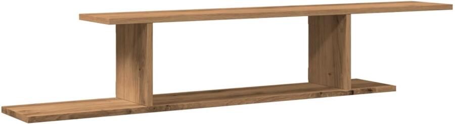 VidaXL Tv-wandschap 125x18x23 cm Artisanaal Eiken Tv-meubel Tv-wandplank Houten Tv-kast Salontafel Opbergruimte