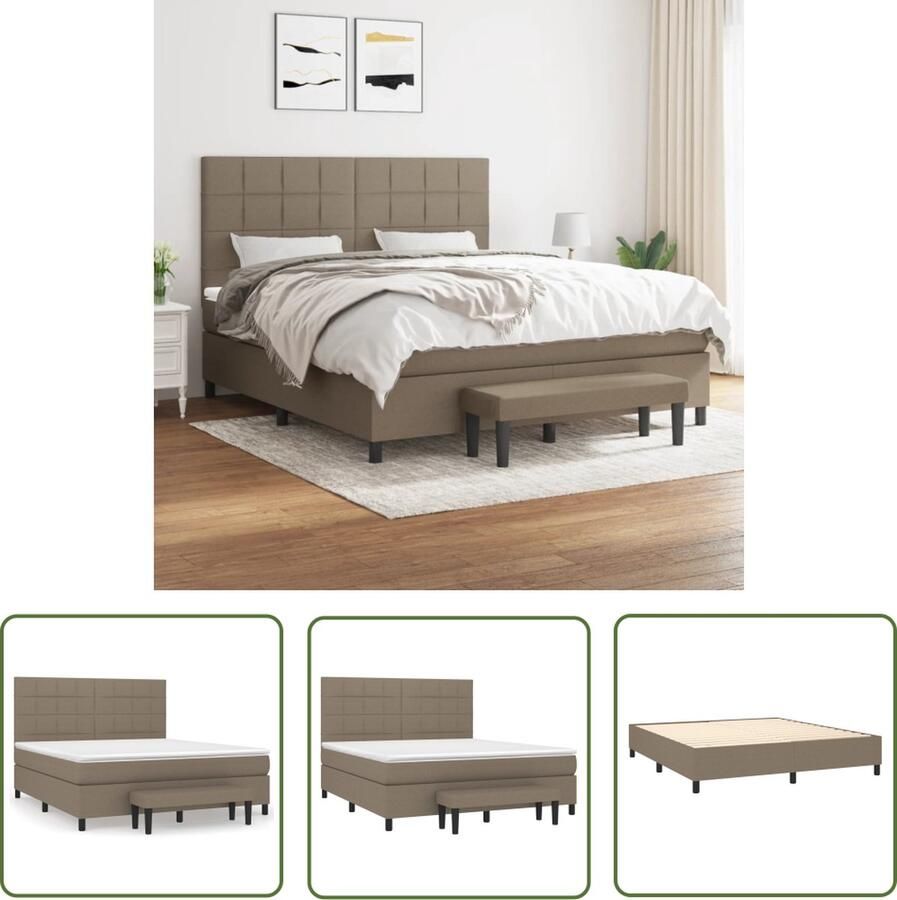 VidaXL The Living Store Boxspringbed Pocketvering 160 x 200 cm Taupe Inclusief Matras en Topmatras - Foto 1