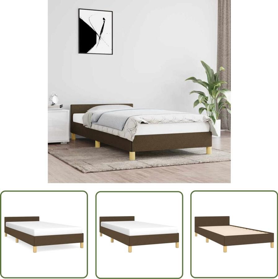 VidaXL Tweepersoons Bed Donkerbruin Bed Frame Bedframe zonder matras 100x200 cm stof donkerbruin Houten Bed Frame Stoffen Bed Frame Bed Frame Inclusief Poten