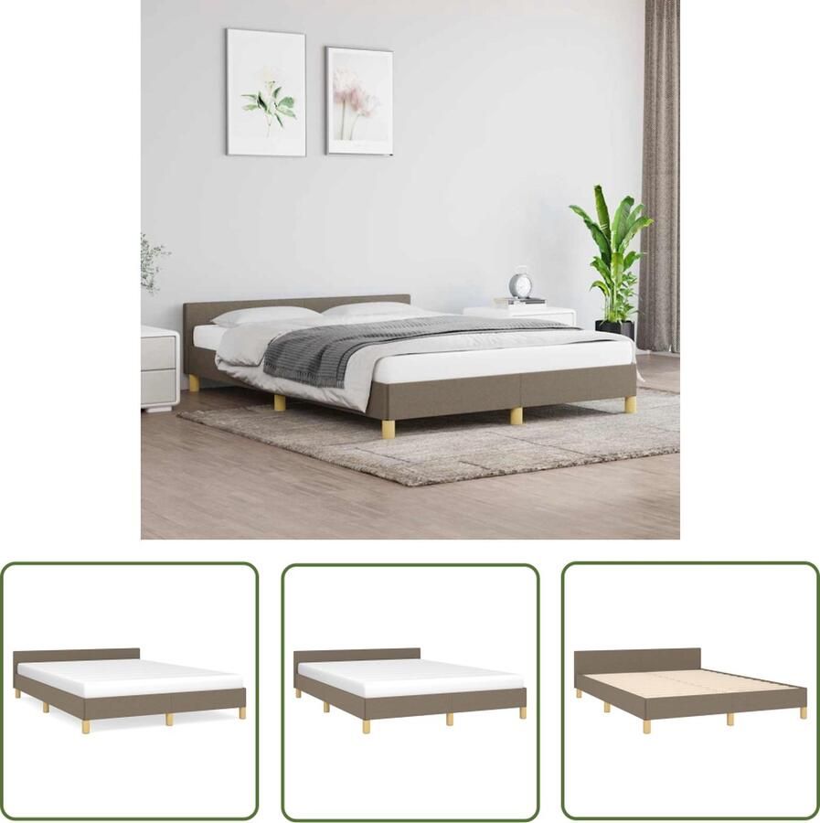The Living Store Bedframe met hoofdeinde stof taupe 140x190 cm Bedframe Met Hoofdeinde Bedframes Met Hoofdeindes Bed Slaapmeubel Ledikant Bedbodem Tweepersoonsbed Bedden Slaapmeubels Slaapmeubelen Slaapmeubilair - Foto 2