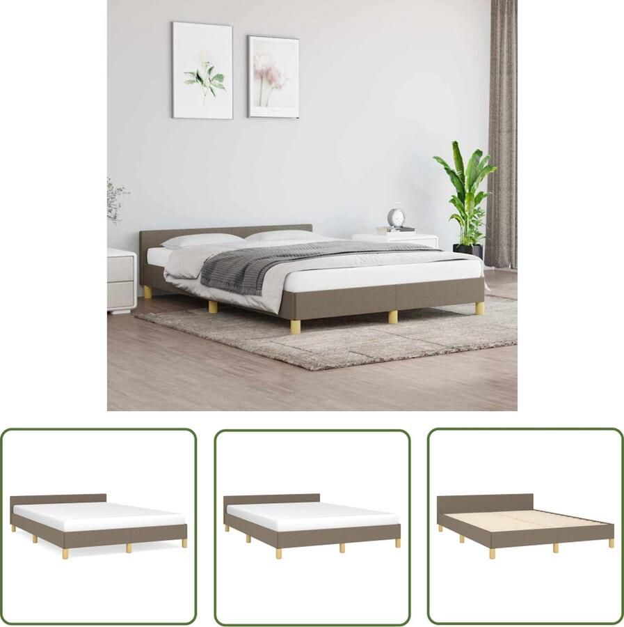 The Living Store Bedframe met hoofdeinde stof taupe 140x200 cm Bedframe Met Hoofdeinde Bedframes Met Hoofdeindes Bed Slaapmeubel Ledikant Bedbodem Tweepersoonsbed Bedden Slaapmeubels Slaapmeubelen Slaapmeubilair - Foto 2