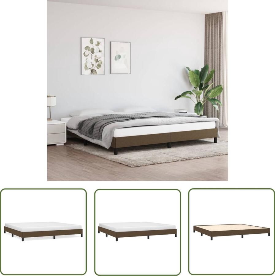 The Living Store Bedframe Donkerbruin Stof 203x203x25 cm Met Ondersteunende Poten en Multiplex Lattenbodem Donkerbruin Bed Frame Tweepersoons Bed Stoffen Bed Frame Bed Frame Kopen Boxspring Frame