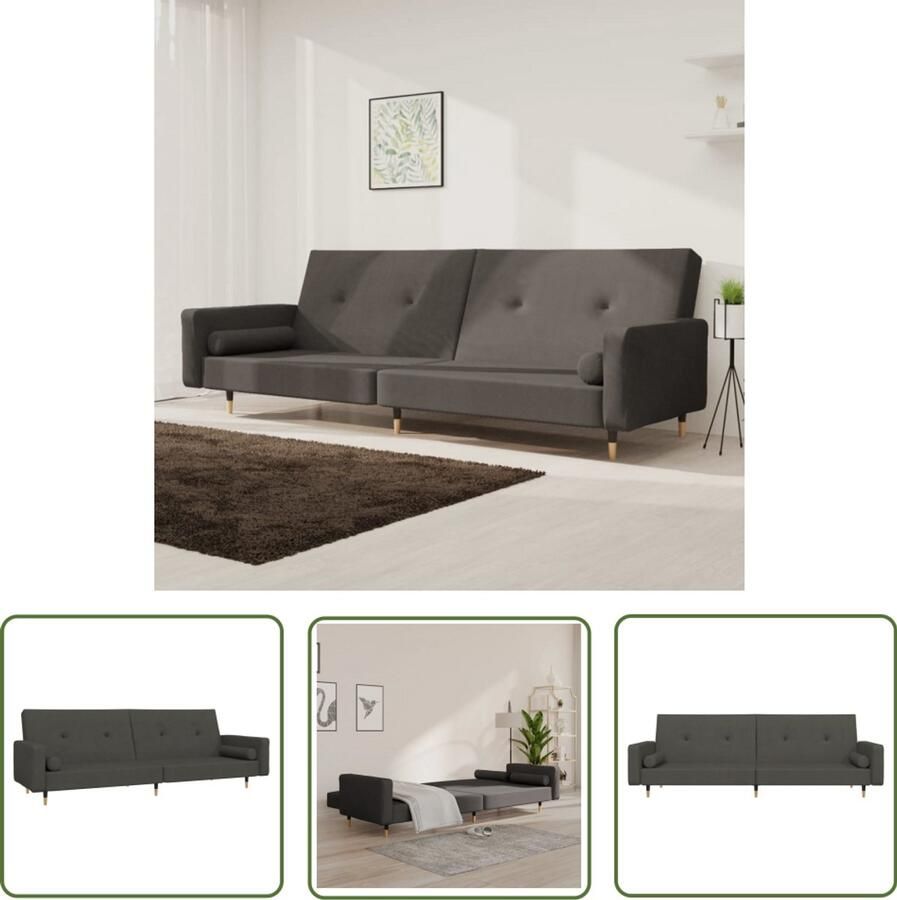 The Living Store Slaapbank 2-zits Fluweel Donkergrijs 220x84.5x69 cm Slaapbank Tweepersoonsbank Fluweel Sofa Donkere Grijze Bank Lounge Bank