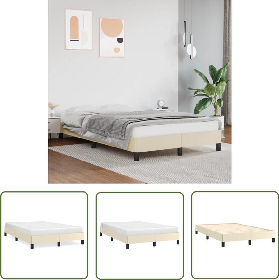 The Living Store Bedframe kunstleer crèmekleurig 120x200 cm Bed Frame Tweepersoonsbed Kunstleder Bed Creme Bed Boxspring Frame