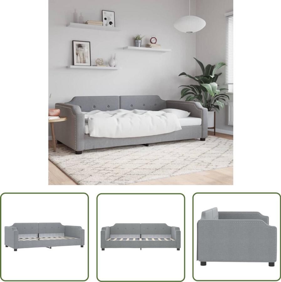 The Living Store Slaapbank 100x200 cm stof lichtgrijs Slaapbank Tweepersoonsbed Daybed Sofa Bed Multifunctioneel Meubilair