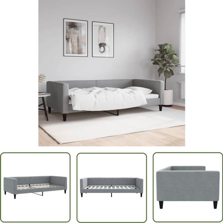 The Living Store Slaapbank 100x200 cm stof lichtgrijs Slaapbank Tweepersoonsbed Multifunctioneel Meubilair Daybed Guest Bed