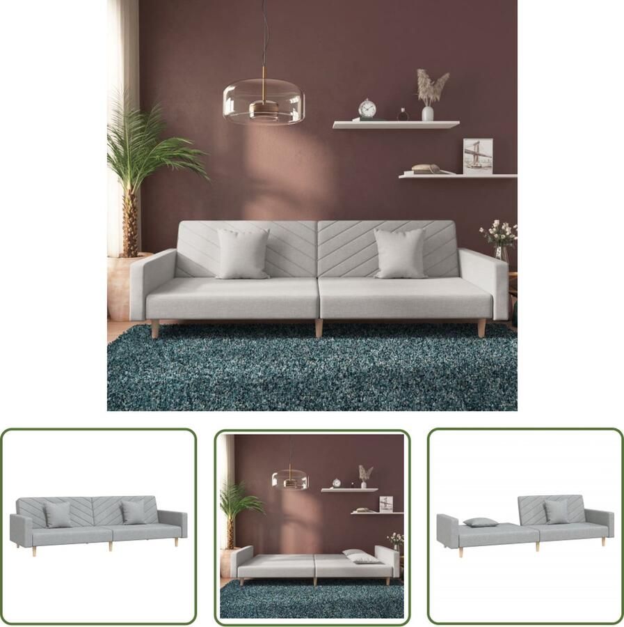 The Living Store Slaapbank Multifunctioneel Logeerbed 220 x 84.5 x 69 cm Lichtgrijs Polyester Slaapbank Tweepersoonsbed Sofa Bed Lounge Bank Guest Bed