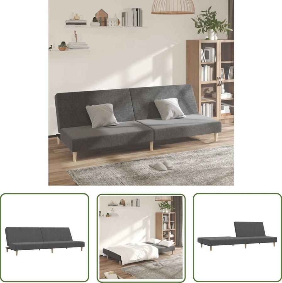 The Living Store Slaapbank 2-zits stof lichtgrijs Slaapbank Tweepersoonsbed Logeerbed Bankslaapzaak Multifunctionele Meubels