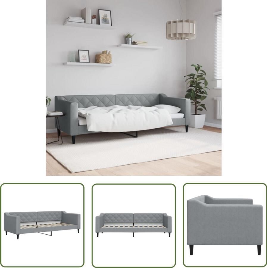 The Living Store Slaapbank 80x200 cm stof lichtgrijs Slaapbank Tweepersoonsbed Daybed Multifunctioneel Meubilair Comfortabele Bank