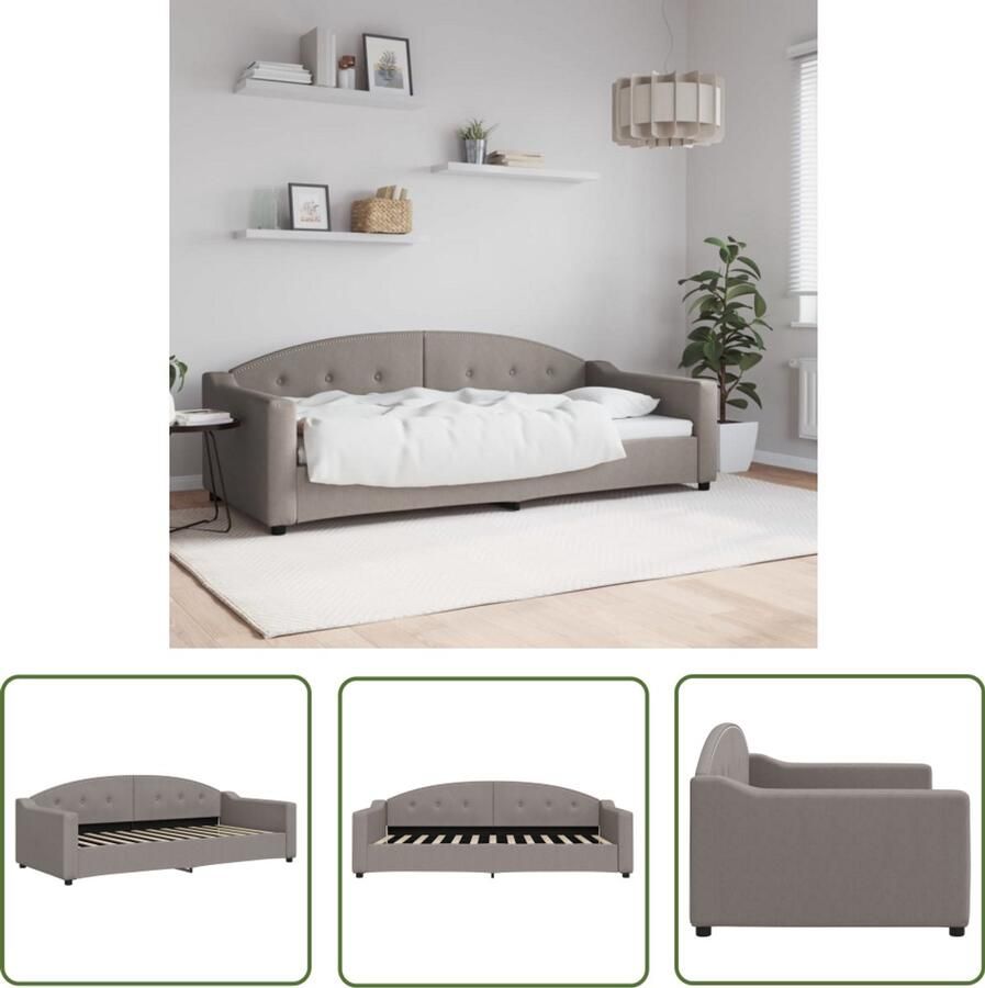 The Living Store Slaapbank 90x200 cm stof taupe Slaapbank Tweepersoonsbed Lounge Sofa Multifunctioneel Meubilair Stoffen Bank
