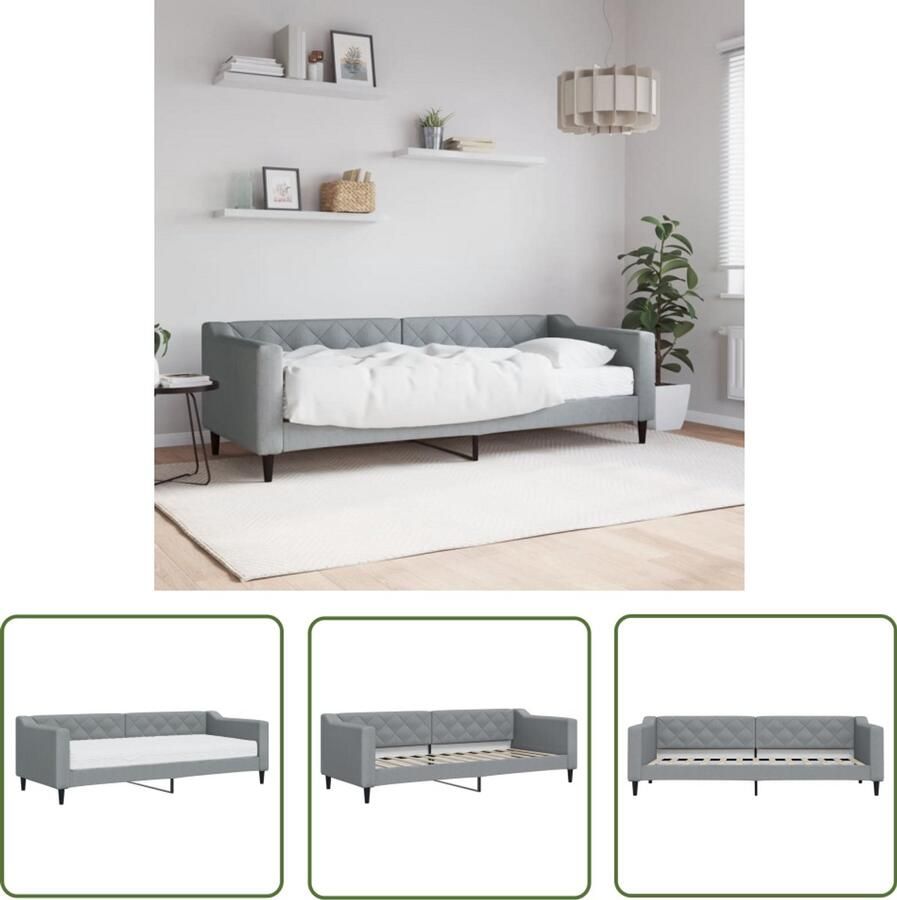 The Living Store Slaapbank met matras 80x200 cm stof lichtgrijs Slaapbank Tweepersoonsbed Comfortabele Slaapbank Sofa Bed Meubels