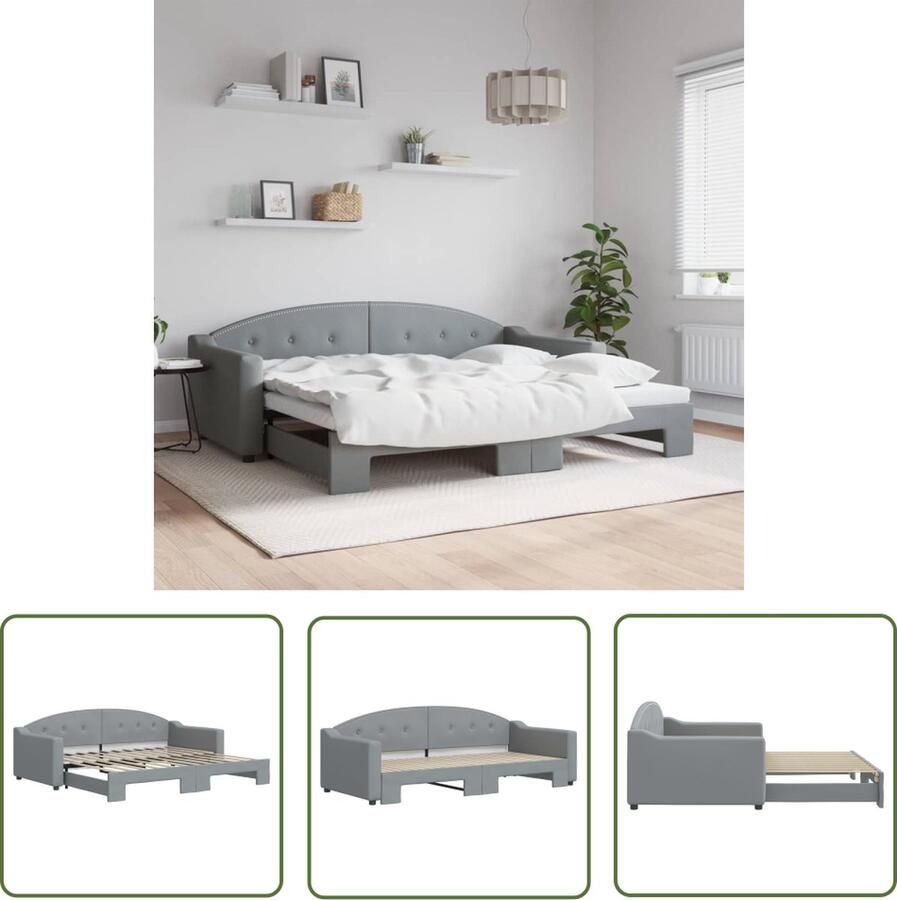 The Living Store Slaapbank 2-in-1 Lichtgrijs 223 x 100 x 75 cm Houten Frame Slaapbank Tweepersoonsbed Sofa Bed Boxspring Loungebank