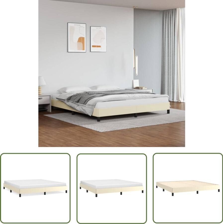 The Living Store Bedframe kunstleer crèmekleurig 160x200 cm Slaapcomfort Tweepersoonsbed Bed Frame Kunstleder Bed Creme Bed