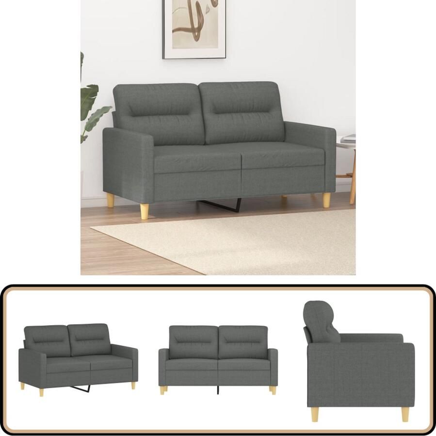 VidaXL Tweezitsbank 120 cm Donkergrijs Stof Tweezitsbank Donker Grijs Bank Banks Kopen Salon Meubilair Lounge Meubel