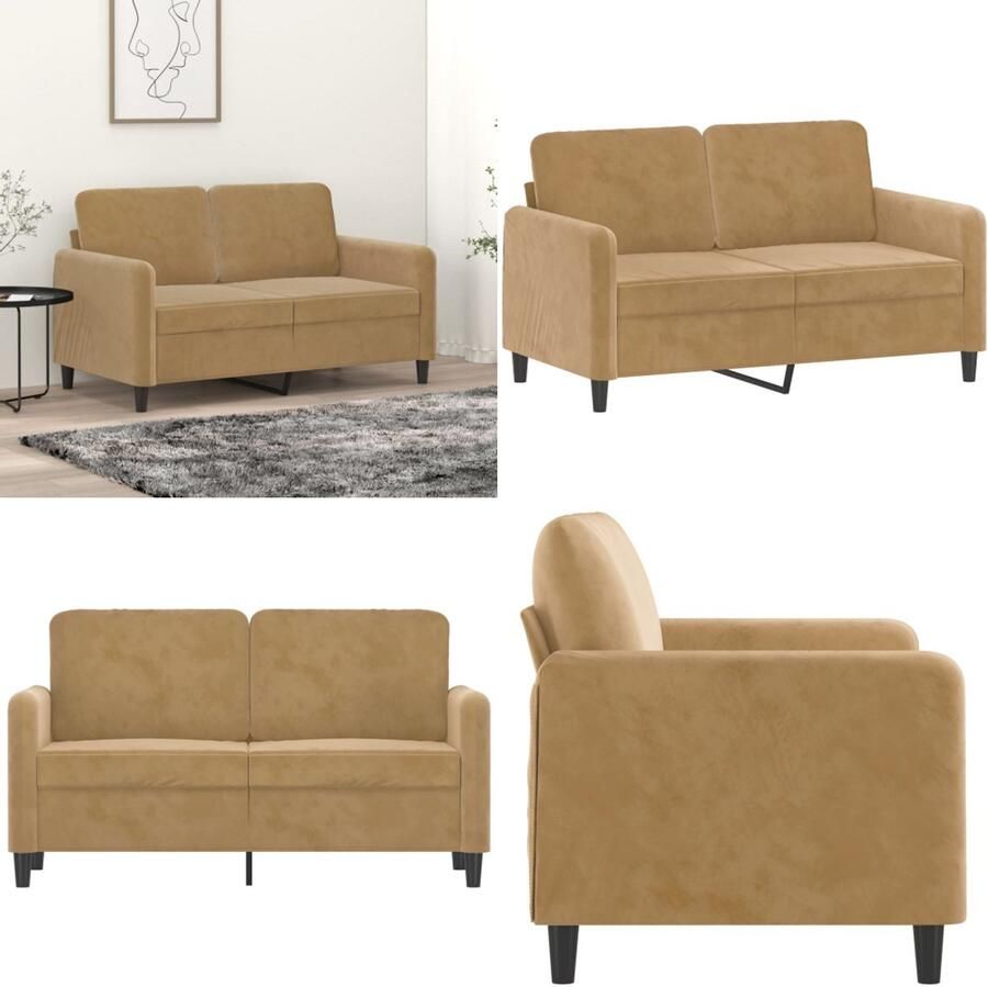 VidaXL Tweezitsbank 120 cm fluweel bruin 2-zitsbank 2-zitsbanken Bank Sofa