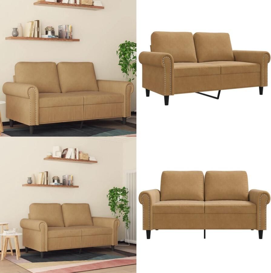 VidaXL Tweezitsbank 120 cm fluweel bruin 2-zitsbank 2-zitsbanken Bank Sofa