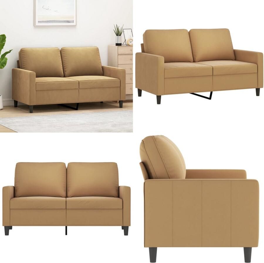 VidaXL Tweezitsbank 120 cm fluweel bruin 2-zitsbank 2-zitsbanken Bank Sofa