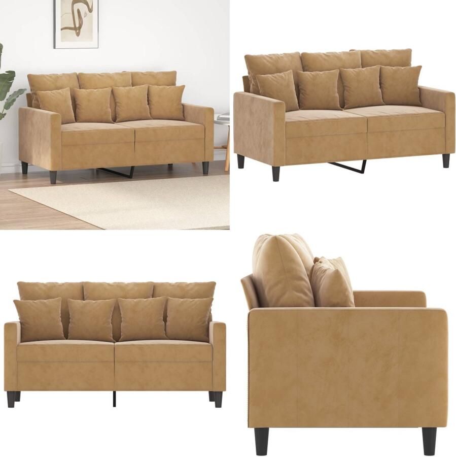 VidaXL Tweezitsbank 120 cm fluweel bruin 2-zitsbank 2-zitsbanken Bank Sofa - Foto 2