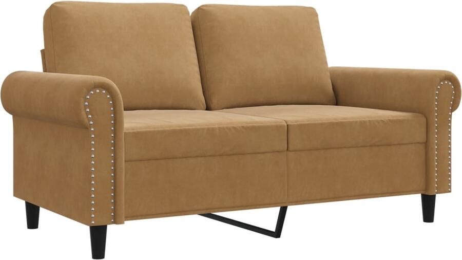 The Living Store Tweezitsbank 120 cm fluweel bruin Tweezitsbank Bruine Bank Fluweel Sofa Salontafel Livingroom Meubilair - Foto 2