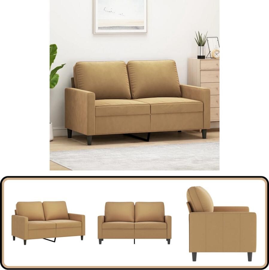 The Living Store Uitgebreide fluwelen 2-zitsbank 138 x 77 x 80 cm Bruin Tweezitsbank Banks Kopen Salon Meubilair Fluweelbanks Bruine Bank
