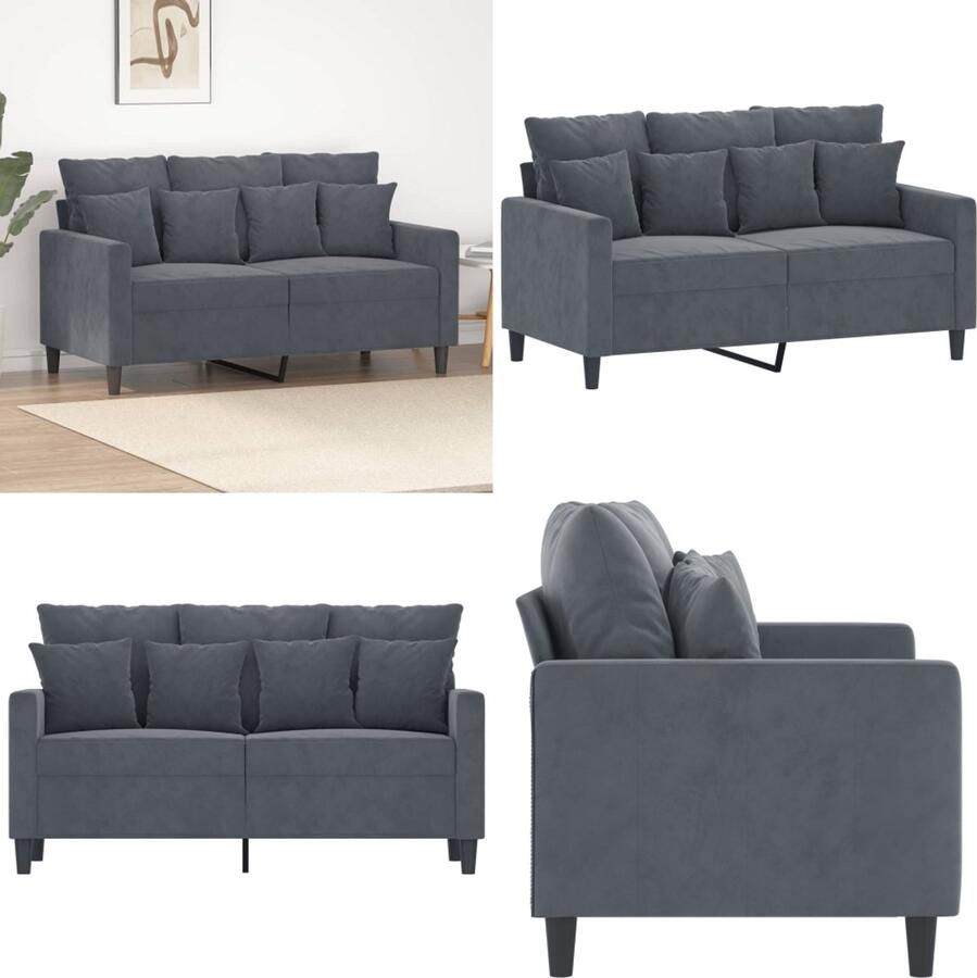 VidaXL Tweezitsbank 120 cm fluweel donkergrijs 2-zitsbank 2-zitsbanken Bank Sofa