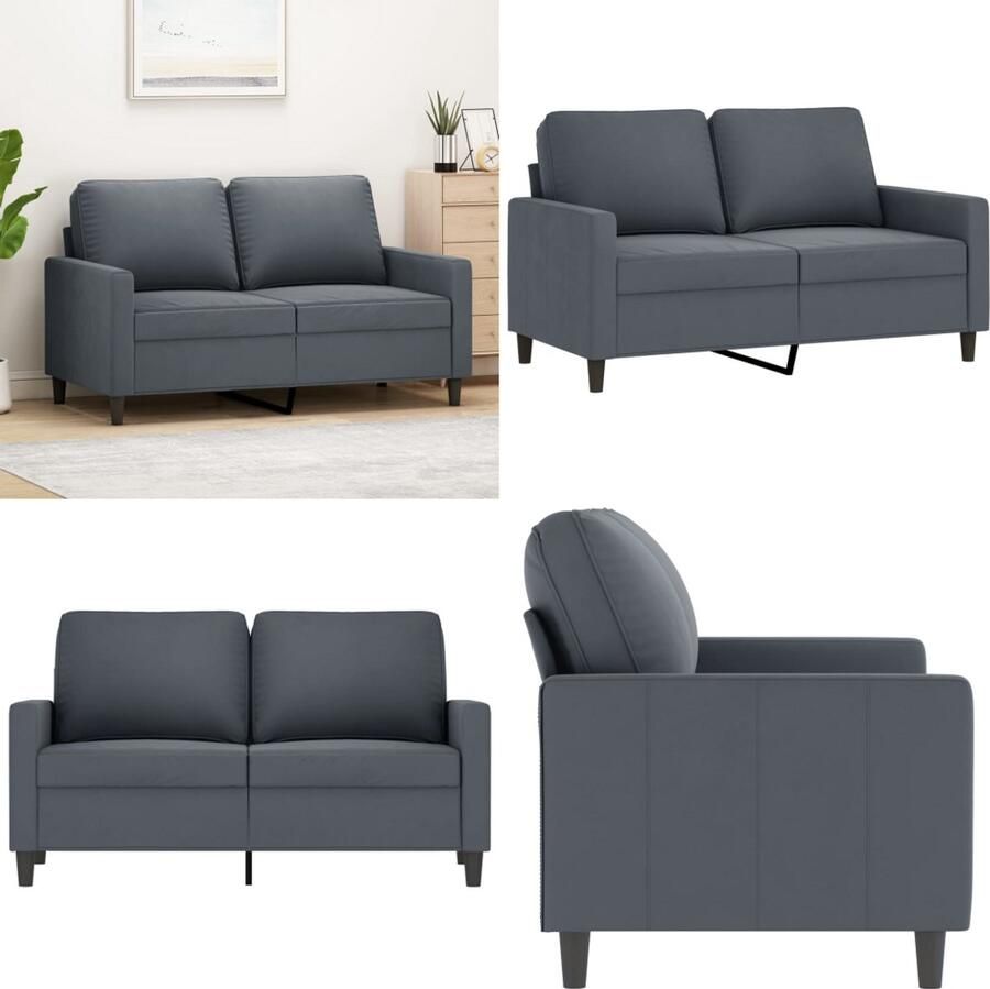 VidaXL Tweezitsbank 120 cm fluweel donkergrijs 2-zitsbank 2-zitsbanken Bank Sofa