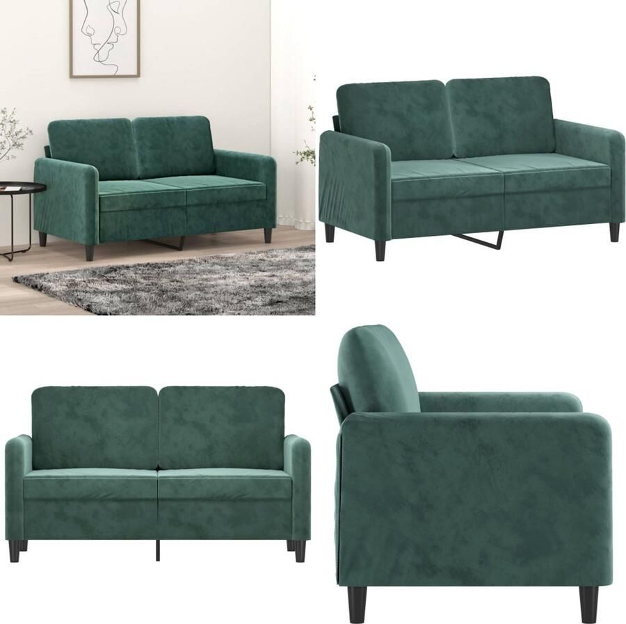VidaXL Tweezitsbank 120 cm fluweel donkergroen 2-zitsbank 2-zitsbanken Bank Sofa