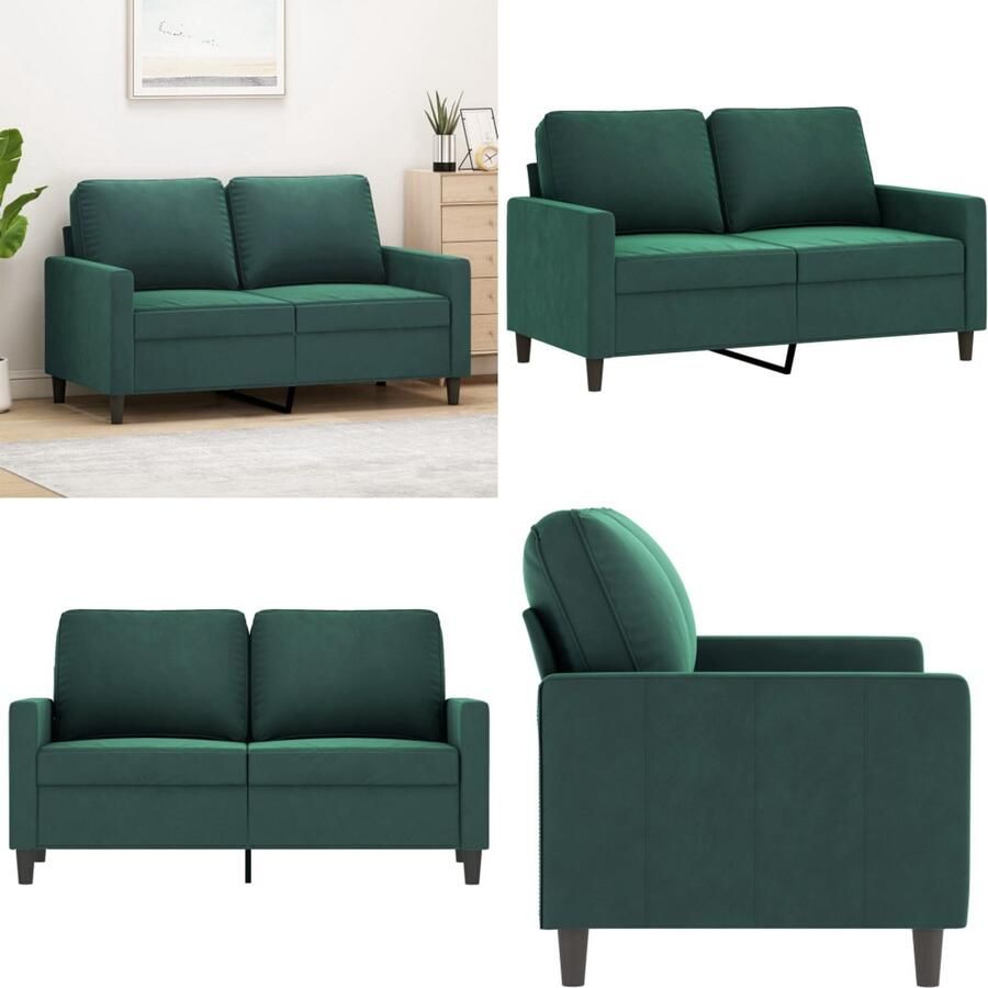 VidaXL Tweezitsbank 120 cm fluweel donkergroen 2-zitsbank 2-zitsbanken Bank Sofa