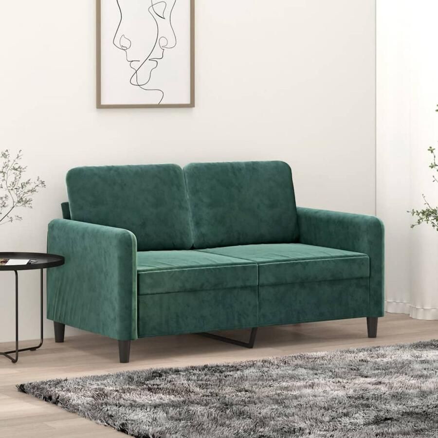VidaXL Tweezitsbank 120 cm Fluweel Donkergroen Tweezitsbank Fluweel Sofa Donkere Groene Bank Banks Kopen Salon Meubilair