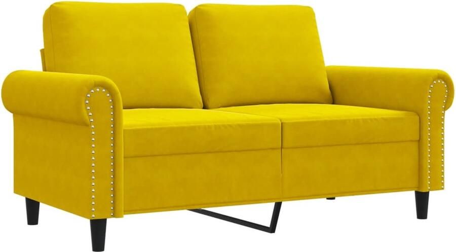 The Living Store Fluweel 2-zitsbank 120 cm geel Comfortabele zitervaring Tweezitsbank Fluweel Sofa Gele Bank Banks Kopen Salon Meubilair - Foto 2