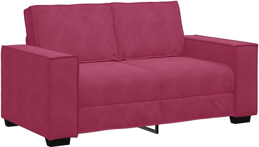 VidaXL Tweezitsbank 120 cm fluweel wijnrood - Foto 2