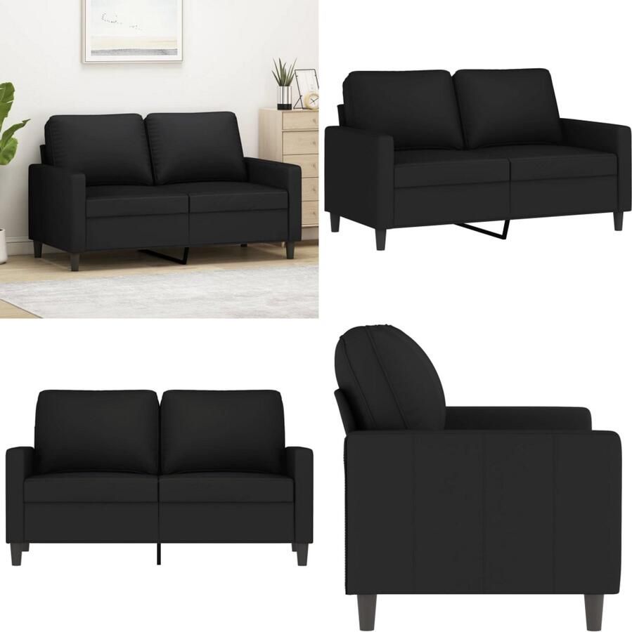 VidaXL Tweezitsbank 120 cm fluweel zwart 2-zitsbank 2-zitsbanken Bank Sofa
